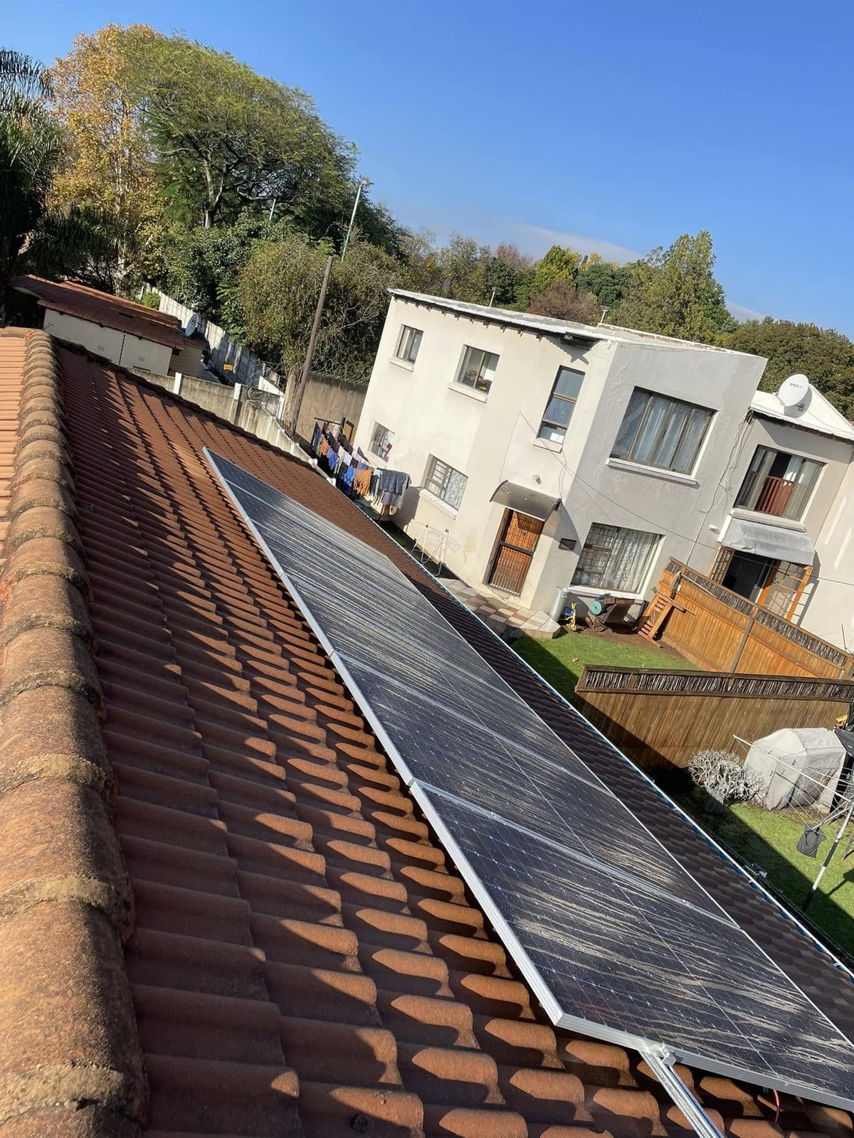 Array installed across a complex roof.
