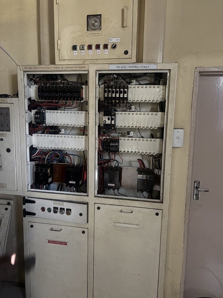 An industrial control panel opened up during a build