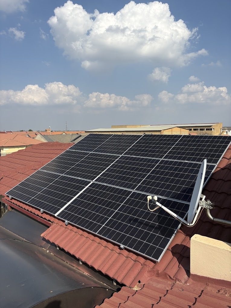 A residential array going down on tile.